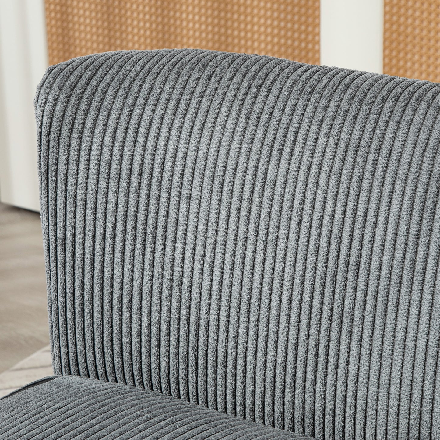 Modern 2 Seater Sofa, Upholstered Two Seater Couch with Rubber Wood Legs, Grey
