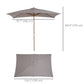 7' x 10' Wooden Patio Umbrella, Rectangle Garden Parasol, Outdoor Sunshade Canopy with Bamboo Ribs for Garden, Grey