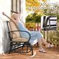 2-Person Outdoor Glider Chair, Patio Double Rocking Loveseat with Steel Frame and Cushions for Backyard, Garden and Porch, Khaki