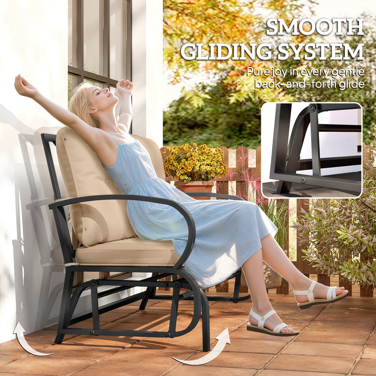 2-Person Glider Loveseat with Steel Frame and Cushions