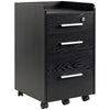 3-Drawer Filing Cabinet with Lock on Wheels - Black