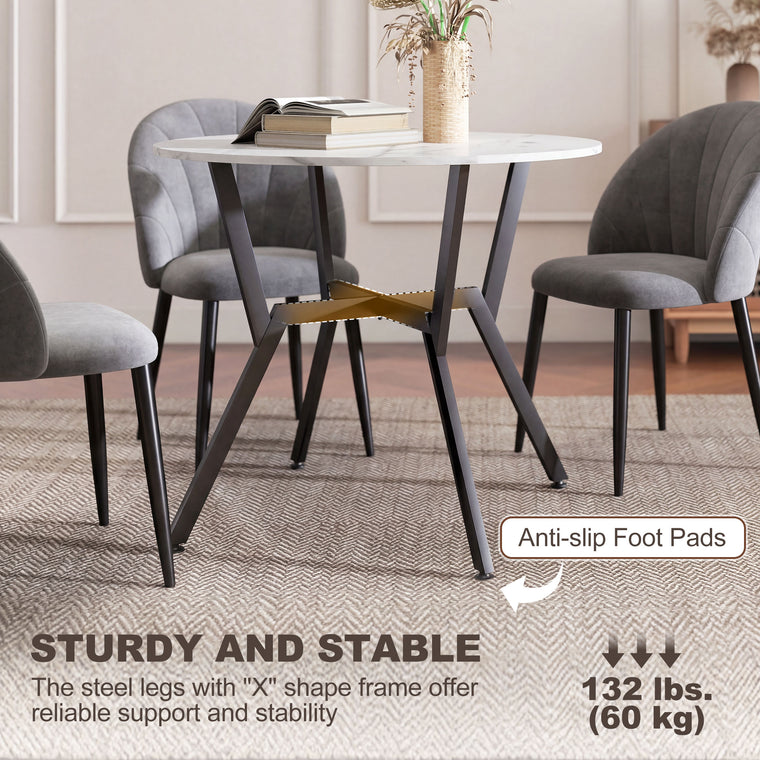 35" Round Dining Table with Steel Frame