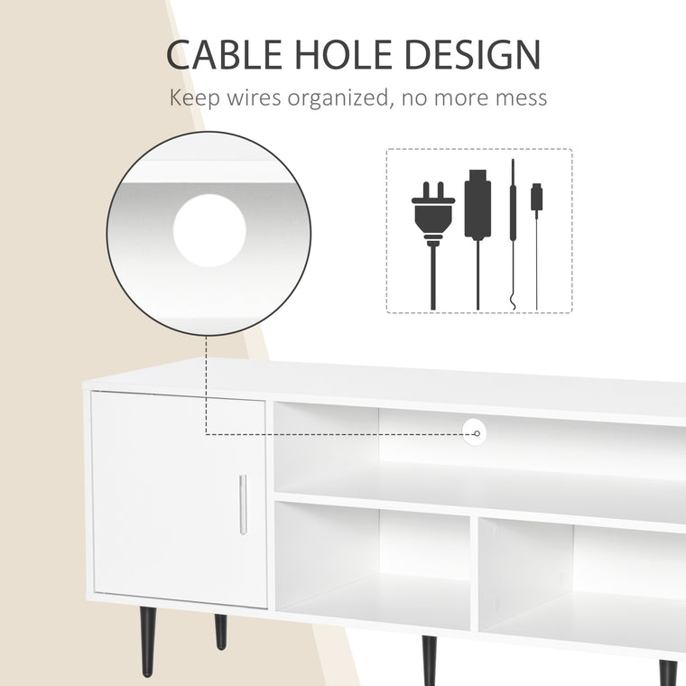 TV Stand for 60" TVs with Storage Shelf - White