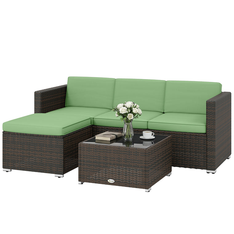 3-Piece PE Rattan Corner Sofa Conversation Set