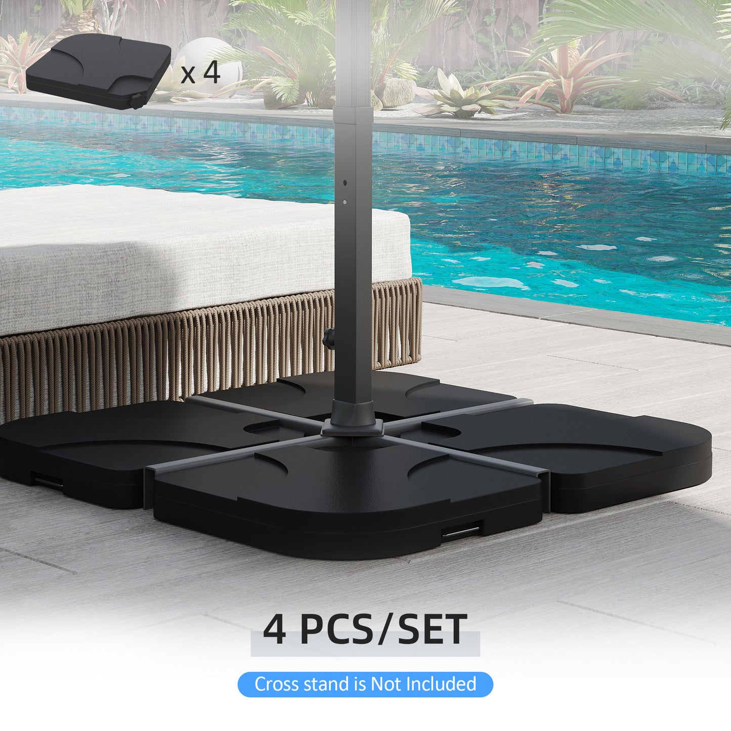 Black 4-Piece Portable Umbrella Base Weights