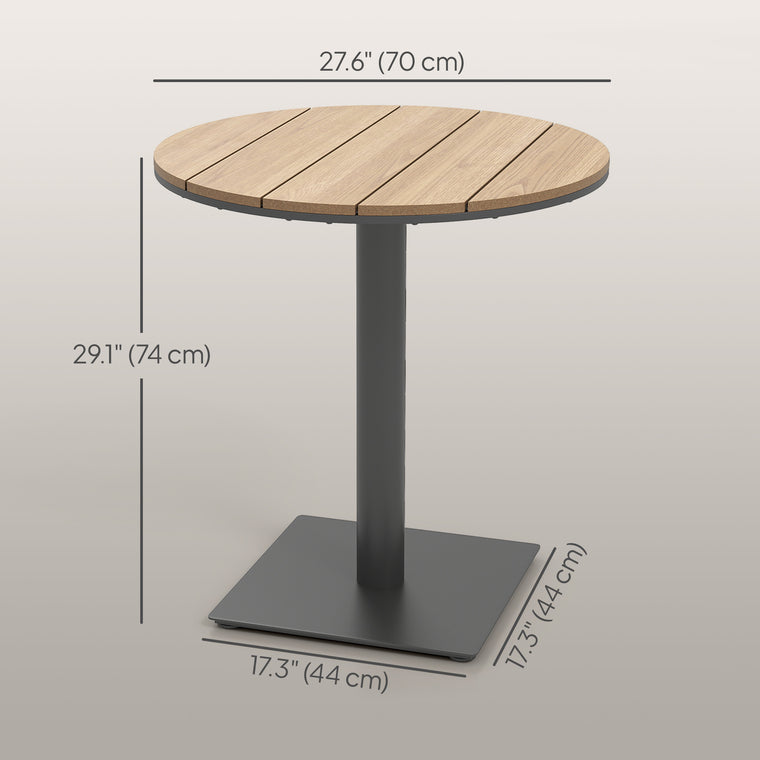 28" Weather-Resistant Round Side Table, Slatted Design