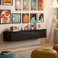 Wall Mounted TV Stand, Floating TV Cabinet with Storage, for TVs up to 70", High Gloss Effect, Black