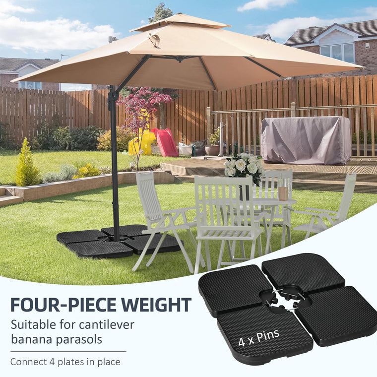 4-Piece Black HDPE Cantilever Base Weights with Handles