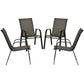 Set of 4 Outdoor Dining Chairs, Heavy Duty Stackable Patio Dining Set with Armrests for Balcony Garden, Brown and Black