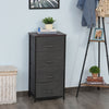 Linen Drawer Cabinet Organizer Storage Dresser Tower with 4 Removable Drawer Metal Frame Adjustable Feet for Living Room, Kitchen, Bathroom, Black