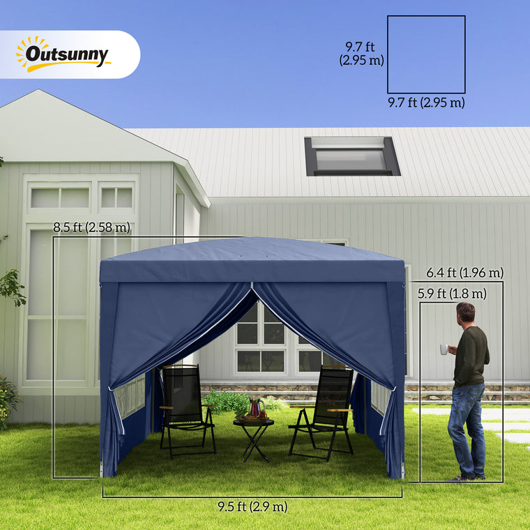 10' x 10' Blue Pop-Up Party Tent Gazebo with Carry Bag