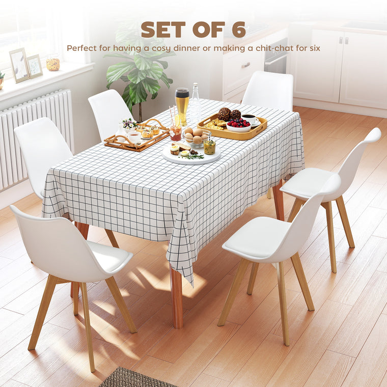 Wood Dining Chairs Set of 6 with PU Leather Seat