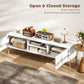 TV Stand for TVs up to 65", Entertainment Center with 2 Open Shelves, 2 Cabinets and Steel Legs for Living Room, White