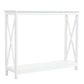 40" Console Table, 2 Tier X-Design Narrow Entryway Table with Storage Shelf for Behind Couch, Living Room, Hallway, White