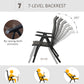 Rattan Reclining Folding Chair, Outdoor Wicker Portable Recliner with 7 Adjustable Backrest Position for Garden, Balcony, Patio, Brown