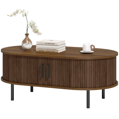 39" Coffee Table with Tambour Doors and Storage - Brown