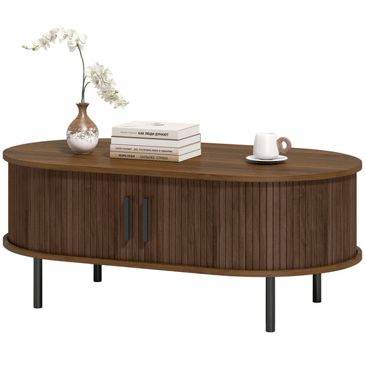 39" Coffee Table with Tambour Doors and Storage - Brown