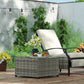 24.4" Patio Wicker Coffee Table, PE Rattan Outdoor Side Table with Tempered Glass Top, Light Grey
