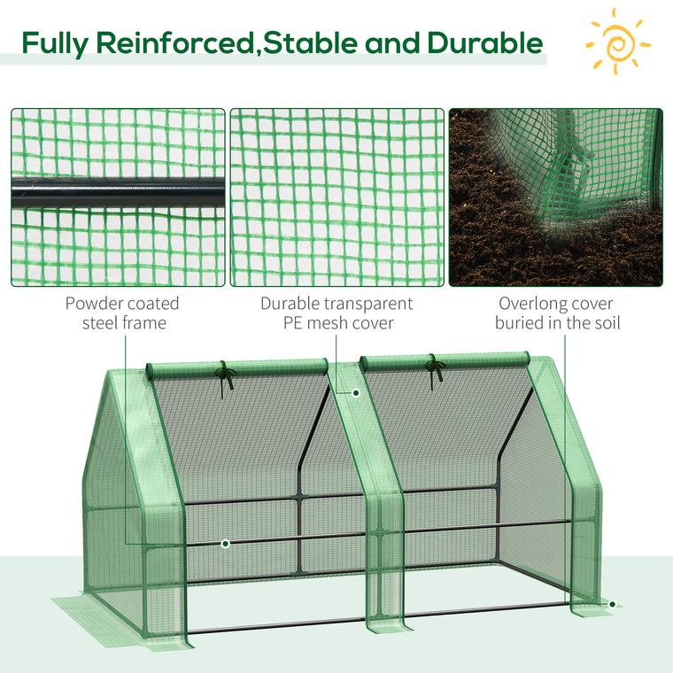 6' x 3' x 3' Green Tunnel Greenhouse with Zipper Doors
