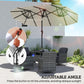 10ft Double-Sided Patio Umbrella with 35 LED Lights, 12 ribs, Extra Large Outdoor Parasol with Twin Canopy, Beige