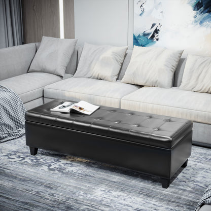 51" Storage Ottoman Bench with Wood Legs
