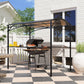 8' x 5' Hardtop Grill Gazebo, Outdoor BBQ Gazebo with PC Board Roof, BBQ Canopy Gazebo with 2 Side Shelves and 10 Hooks