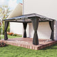 12' x 15' Hardtop Gazebo Canopy with Polycarbonate Roof, Aluminum Frame, Netting, Curtains and Ceiling Hook, Dark Grey