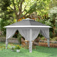 11' x 11' Pop Up Gazebo, Double Roof Foldable Height Adjustable Canopy Tent with Mesh Sidewalls, Carrying Bag, Dark Grey