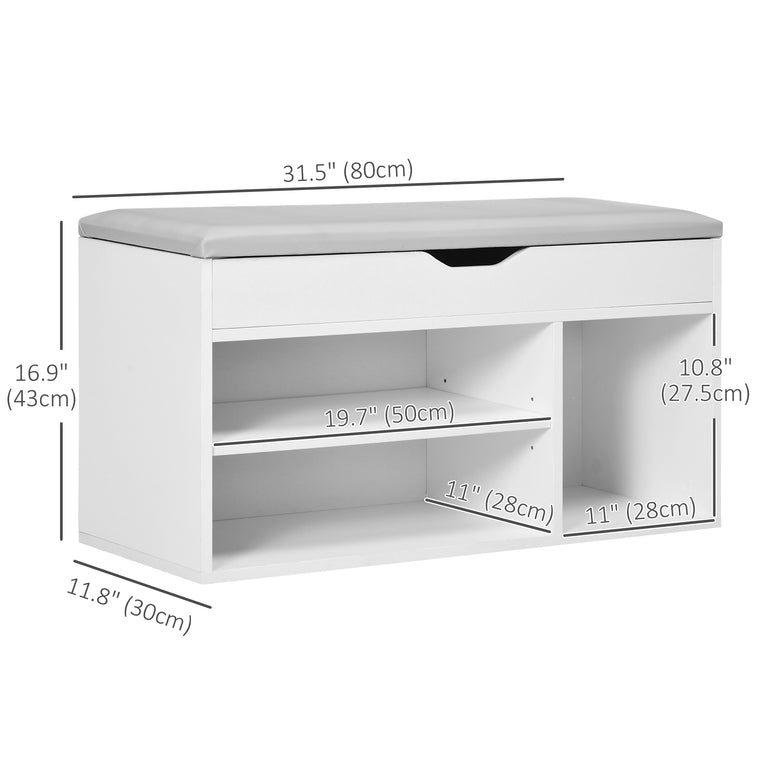 Shoe Storage Bench with Padded Cushion