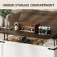 Lift Top Coffee Table with Charging Station, Square Farmhouse Center Table with Hidden Storage, White Wood Grain