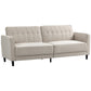 Convertible Bed with Couch, Button Tufted Fabric Sofa Bed with Adjustable Back for Living Room, Beige