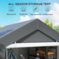 Outdoor Storage Shed Portable Garage with Roll-up Door for Motorcycle, Bike, Garden Tools, Beige