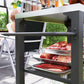 3-Shelf Outdoor Grill Cart Table with Stainless Steel Top, Hooks, Pizza Oven Stand on Wheels