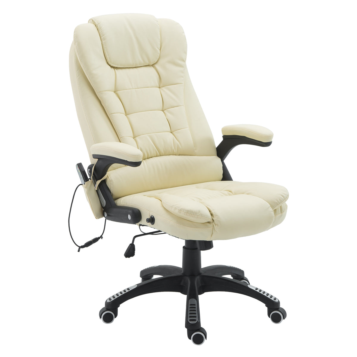 Heated Massage Executive Office Chair, Ergonomic High Back Swivel Computer Chair with Vibration, Beige