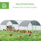 Galvanized Large Metal Chicken Coop Cage Walk-in Enclosure Poultry Hen Run House Playpen Rabbit Hutch with Cover for Outdoor Backyard 9.2' x 24.9' x 6.5' Silver