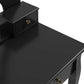 Vanity Desk with Stool, Makeup Vanity with 360° Rotating Oval Mirror, 5 Drawers and Padded Seat, Dressing Table for Bedroom, Black