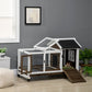 Rabbit Cage with Wheels, Ramp, Run, Tray for Indoor Outdoor, Suitable for Rabbit, Guinea Pig, Coffee