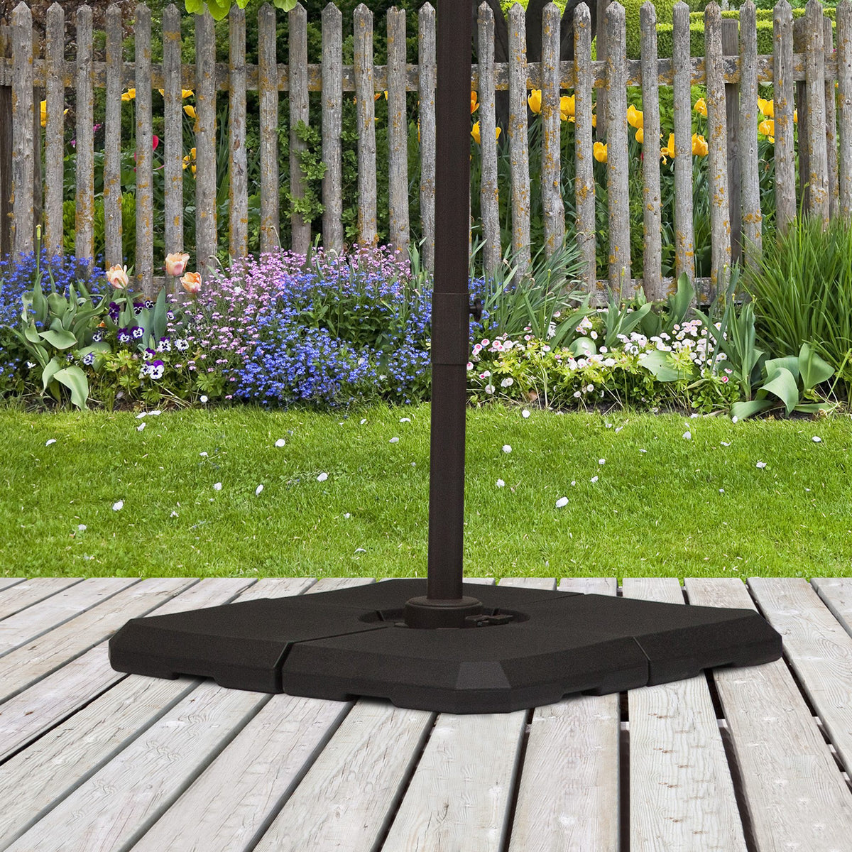 4 Pieces Umbrella Base Parasol Stand for Cantilever Umbrella Fill w/ Sand or Water Black