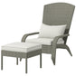 Wicker Adirondack Chair with Ottoman, Patio Cushioned Muskoka Chair, Outdoor Fire Pit Chair with High-back and Armrests, for Deck, Garden, Backyard, Grey/Cream White