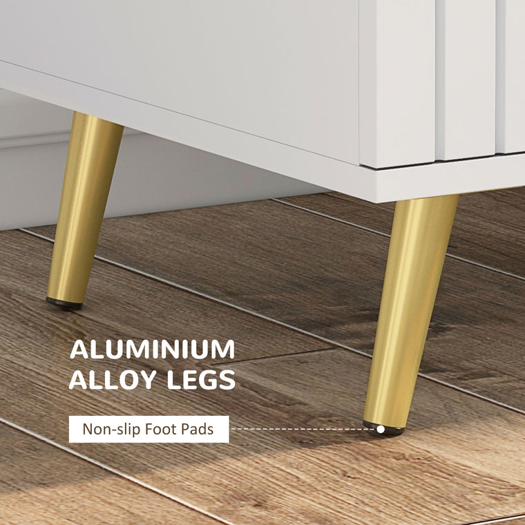 3-Drawer Chest of Drawers with Gold Handles - White
