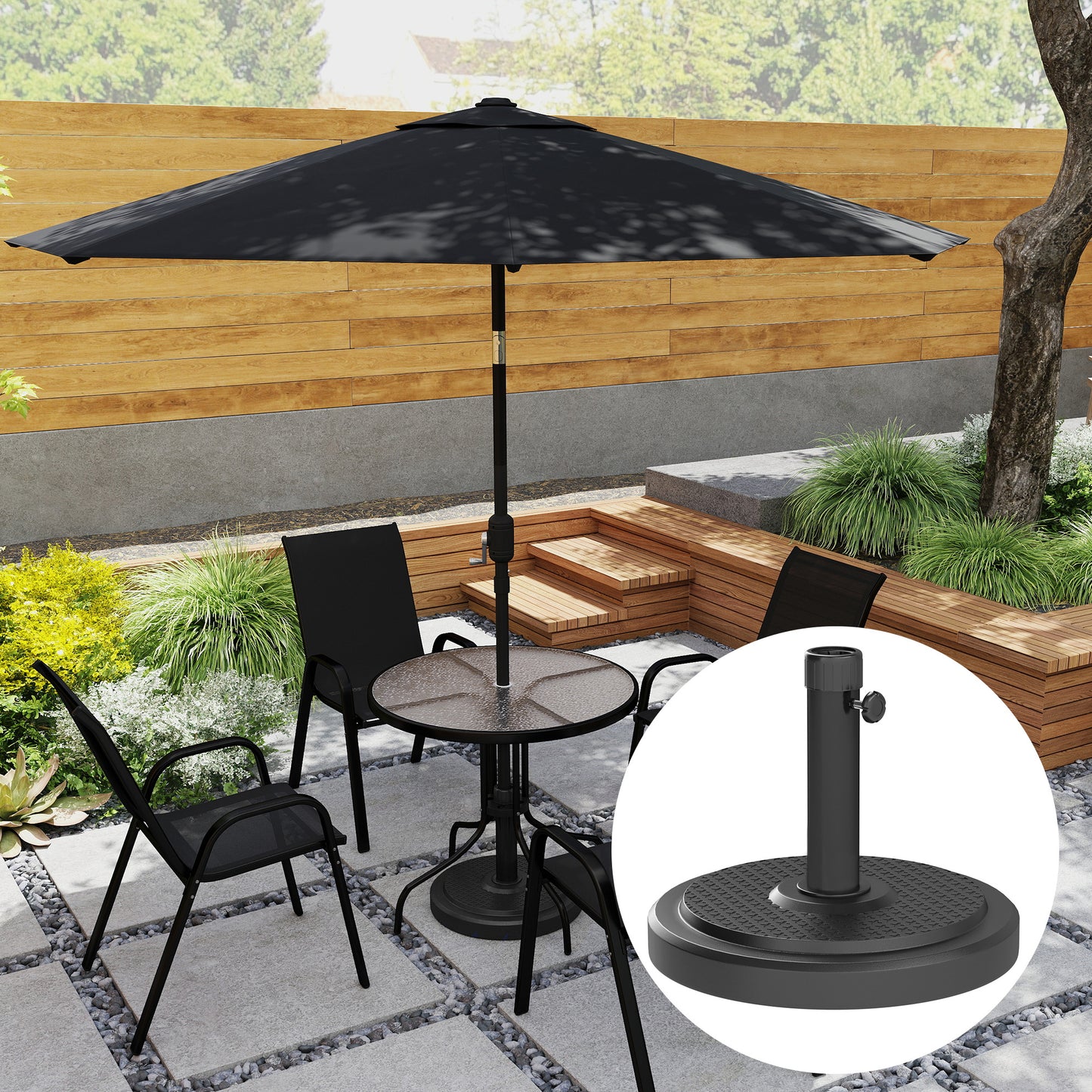 48 lbs Black Round HDPE Patio Umbrella Base