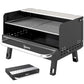 Charcoal BBQ Grill, Portable Barbecue Grill with Adjustable Grates, Foldable Legs, Side Shelf for Camping Travel, Black