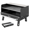 Charcoal BBQ Grill, Portable Barbecue Grill with Adjustable Grates, Foldable Legs, Side Shelf for Camping Travel, Black