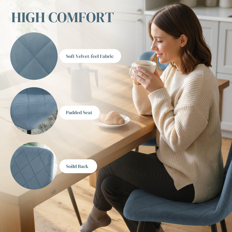Upholstered Dining Chairs Set of 4 with Steel Legs