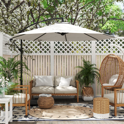 9.7ft Cream Offset Cantilever Parasol with Crank & 8 Ribs