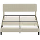 King Size Bed Frame with Adjustable Upholstered Headboard Platform Bed Frame Wood Slat Support Noise Free Light Grey