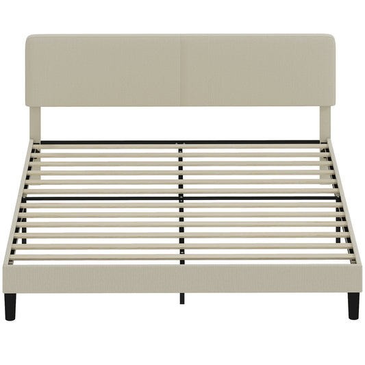 King Platform Bed Frame with Adjustable Headboard - Light Grey