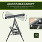 3-Seat Patio Swing Chair, Outdoor Canopy Swing Glider with Adjustable Shade, Grey