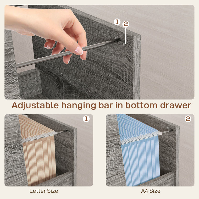 Mobile Printer Stand with USB Charging and Lock - Grey