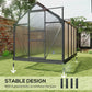 Greenhouse Garden, Green House, Outdoor Greenhouse Kit, PC Board with Sliding Door, 6.2' x 8.3' x 6.6', Grey